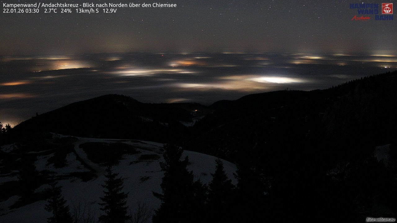 Archiv Foto Webcam Kampenwand - Blick nach Norden über den Chiemsee
