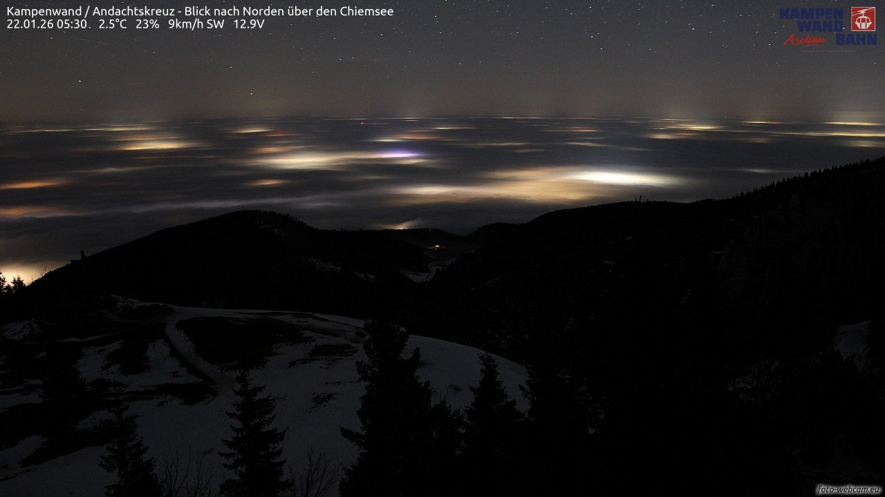 Archiv Foto Webcam Kampenwand - Blick nach Norden über den Chiemsee