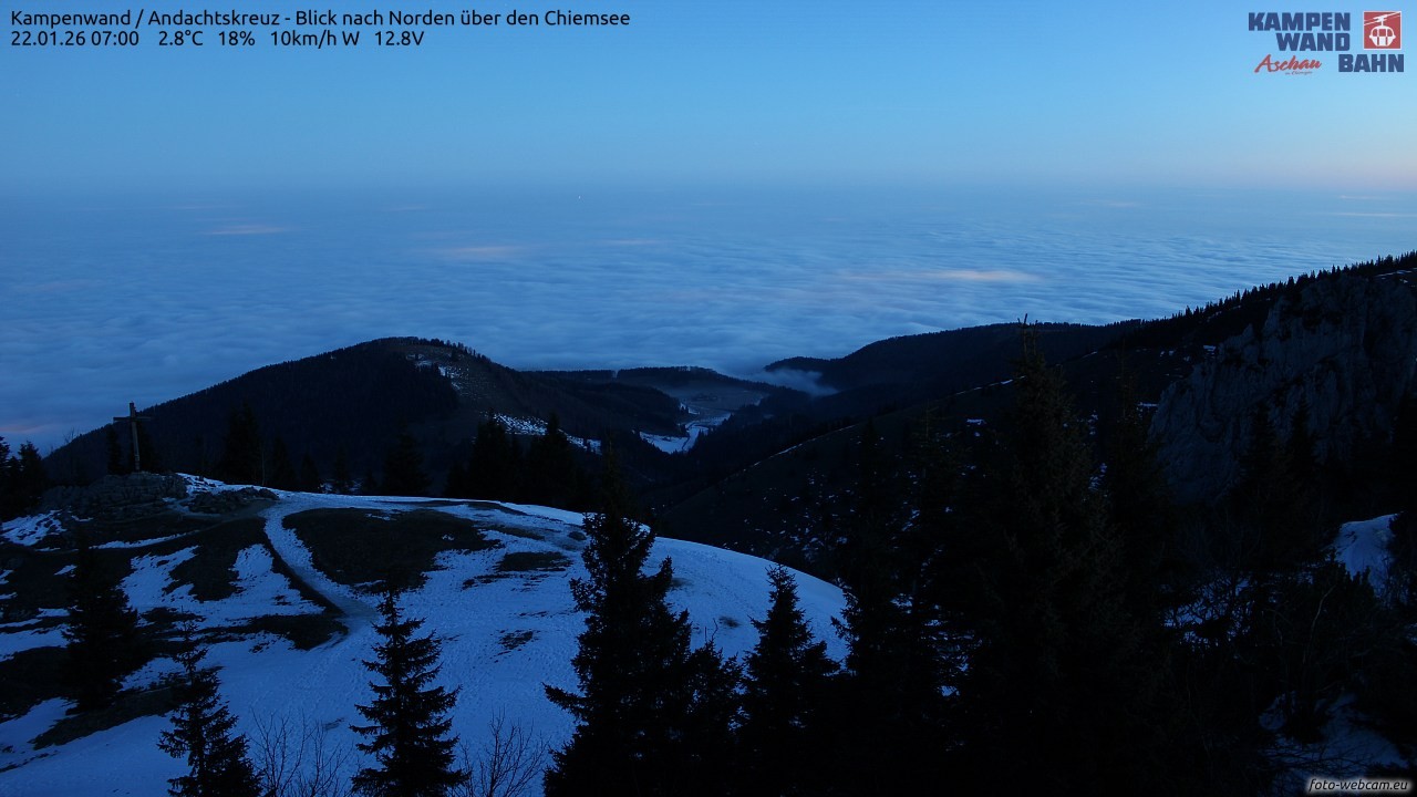 Archiv Foto Webcam Kampenwand - Blick nach Norden über den Chiemsee