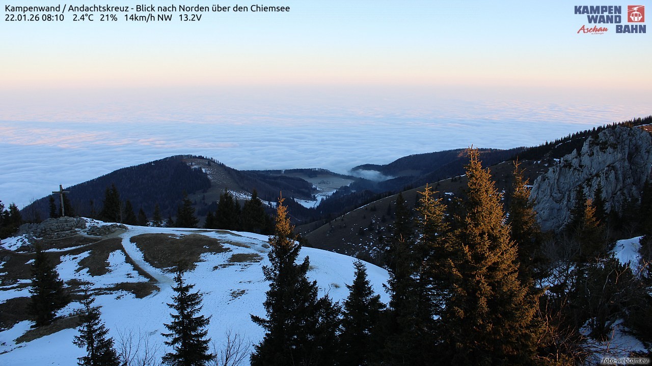 Archiv Foto Webcam Kampenwand - Blick nach Norden über den Chiemsee