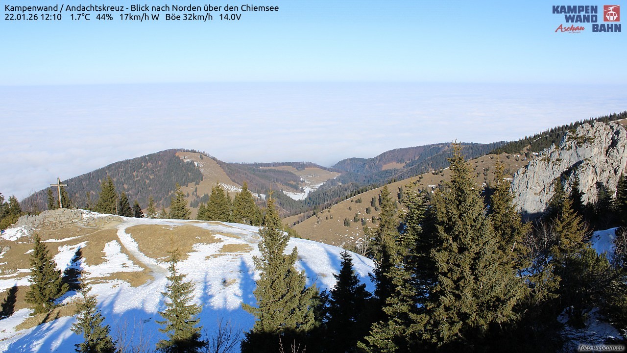 Archiv Foto Webcam Kampenwand - Blick nach Norden über den Chiemsee