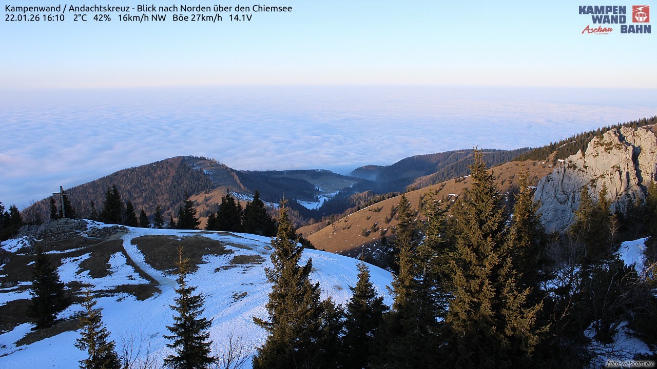 Archiv Foto Webcam Kampenwand - Blick nach Norden über den Chiemsee