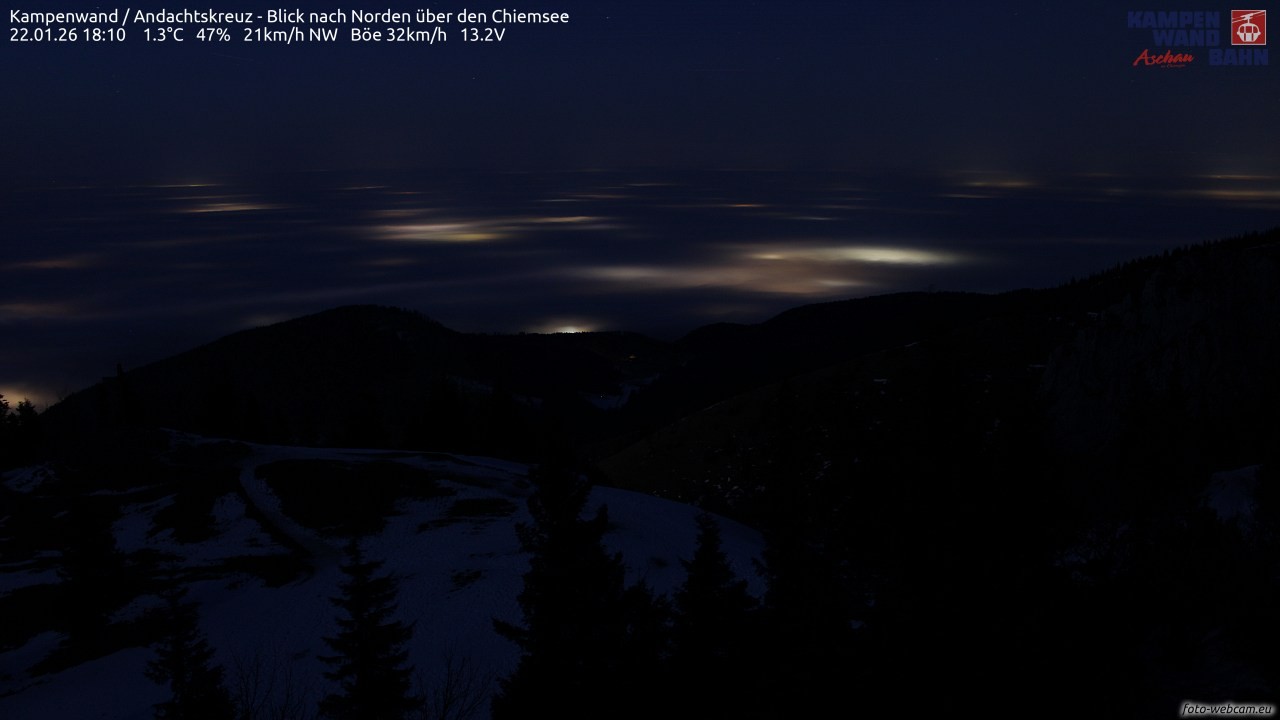 Archiv Foto Webcam Kampenwand - Blick nach Norden über den Chiemsee