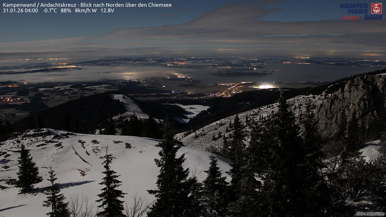 Archiv Foto Webcam Kampenwand - Blick nach Norden über den Chiemsee