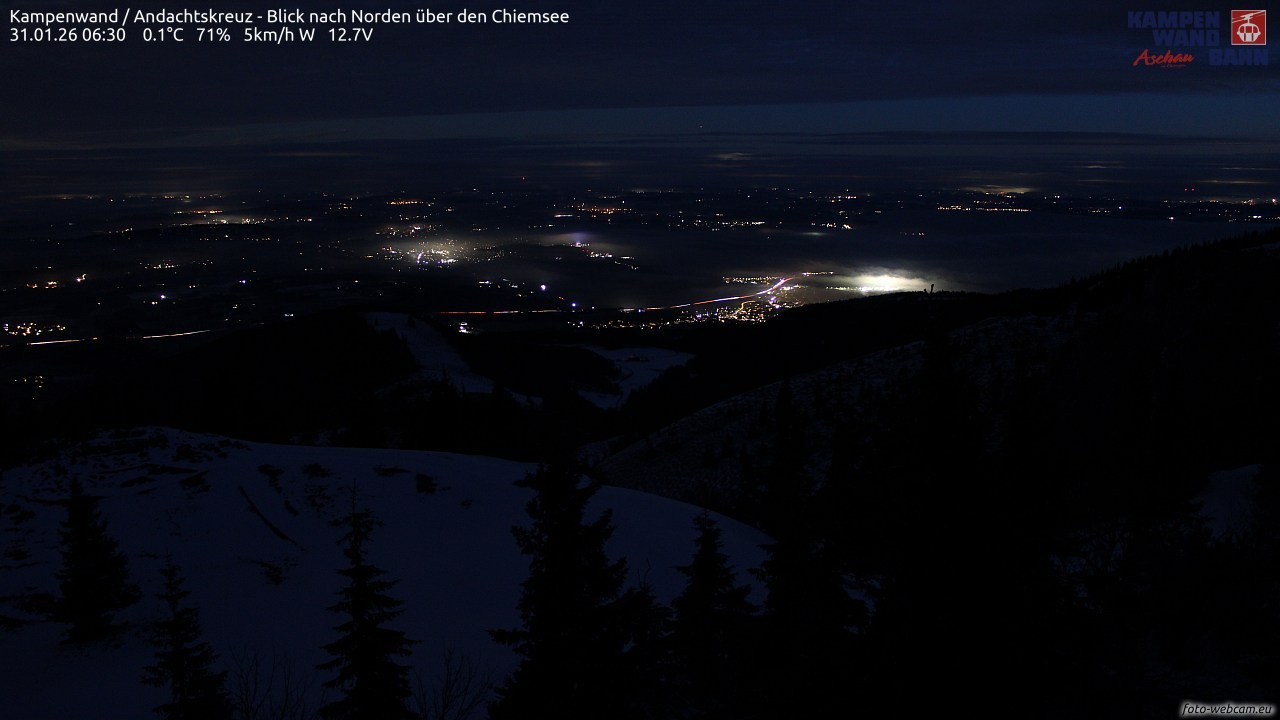 Archiv Foto Webcam Kampenwand - Blick nach Norden über den Chiemsee