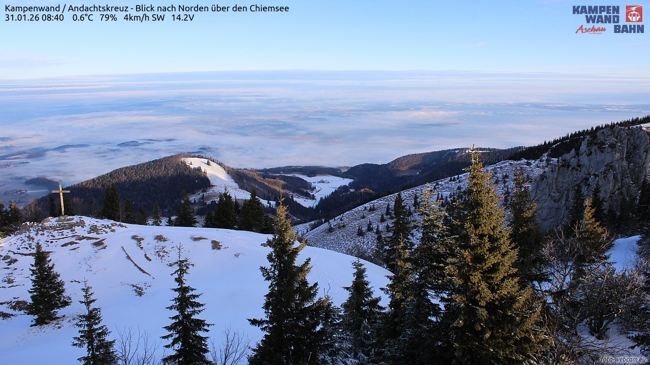 Archiv Foto Webcam Kampenwand - Blick nach Norden über den Chiemsee