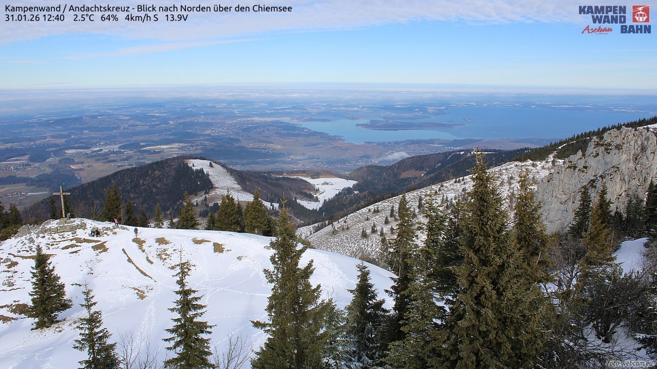 Archiv Foto Webcam Kampenwand - Blick nach Norden über den Chiemsee