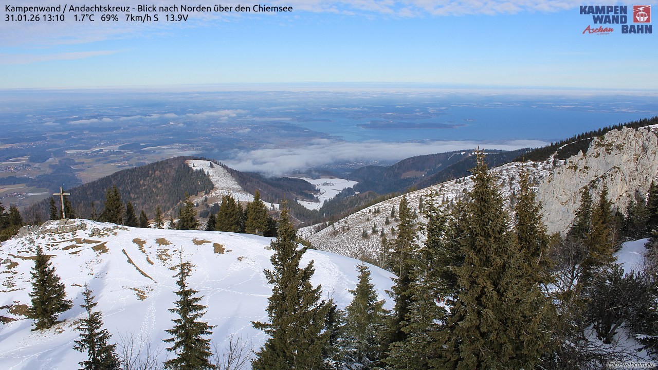 Archiv Foto Webcam Kampenwand - Blick nach Norden über den Chiemsee