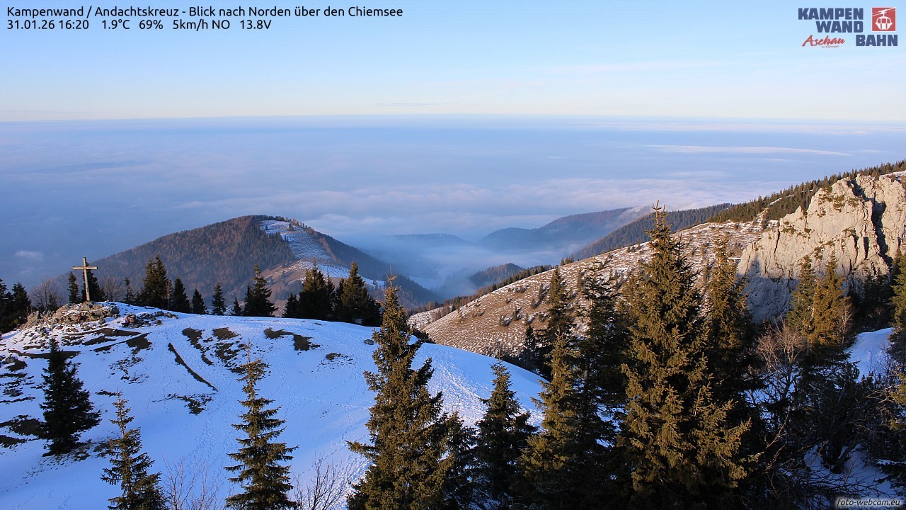 Archiv Foto Webcam Kampenwand - Blick nach Norden über den Chiemsee