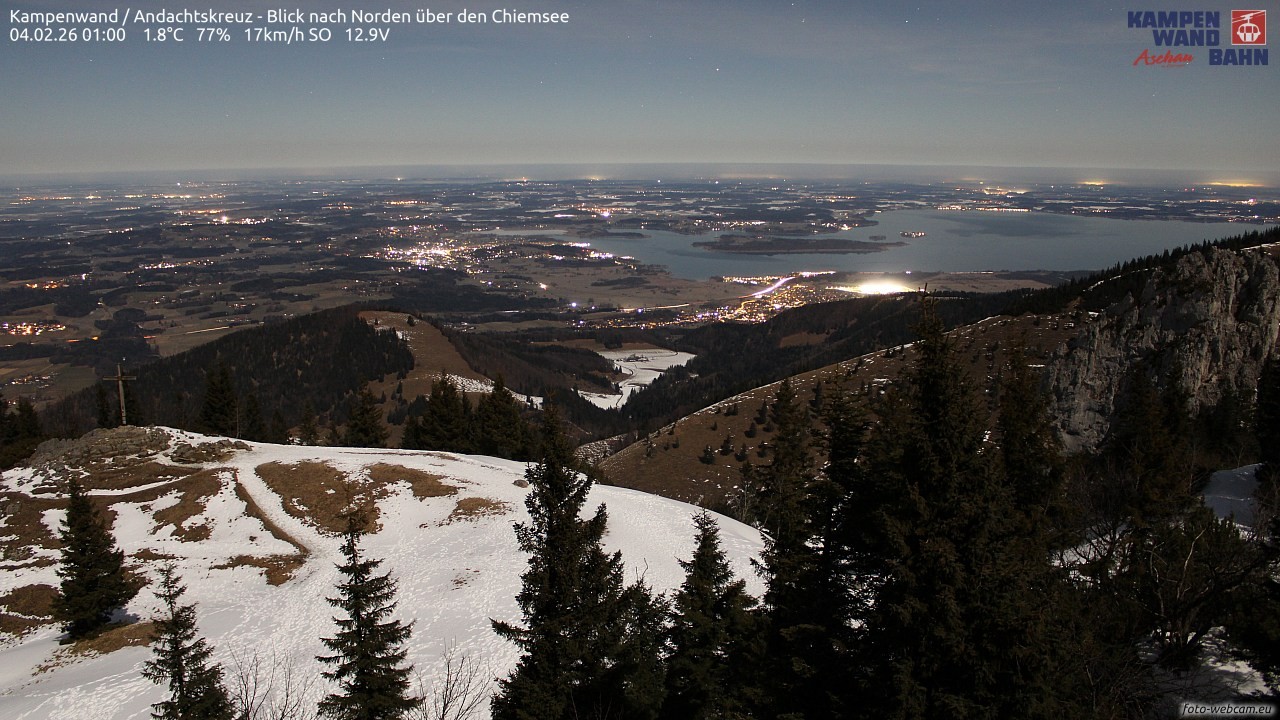 Archiv Foto Webcam Kampenwand - Blick nach Norden über den Chiemsee