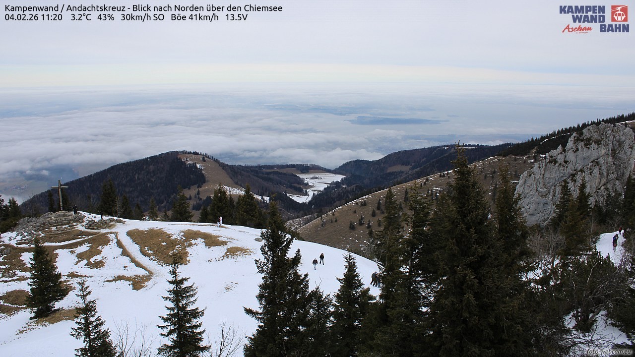 Archiv Foto Webcam Kampenwand - Blick nach Norden über den Chiemsee
