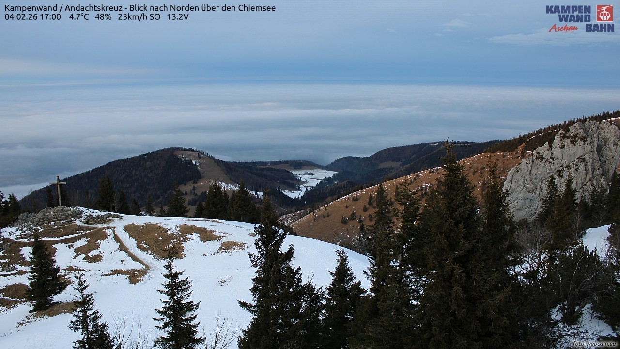 Archiv Foto Webcam Kampenwand - Blick nach Norden über den Chiemsee