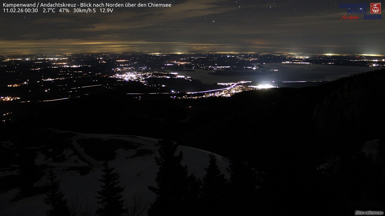 Archiv Foto Webcam Kampenwand - Blick nach Norden über den Chiemsee