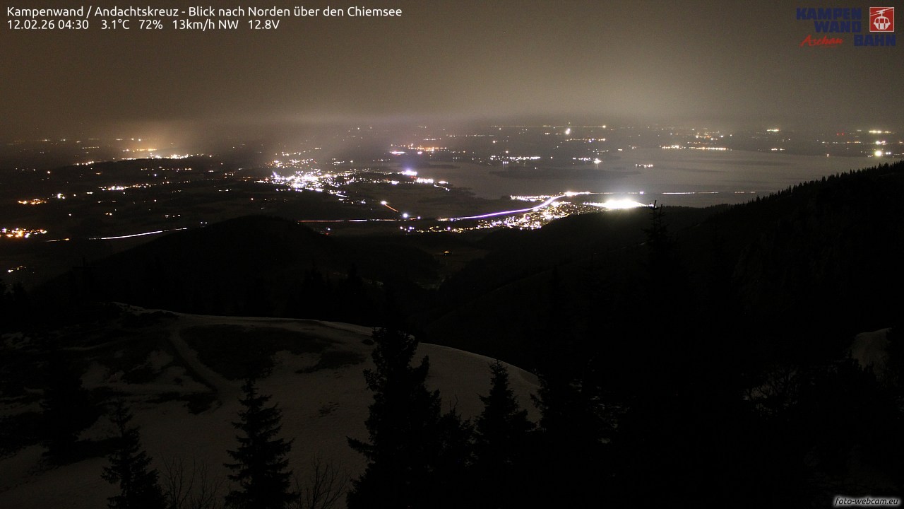 Archiv Foto Webcam Kampenwand - Blick nach Norden über den Chiemsee