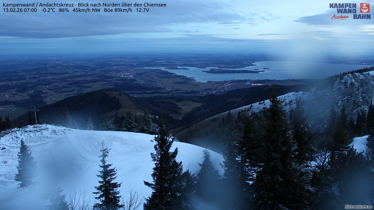 Archiv Foto Webcam Kampenwand - Blick nach Norden über den Chiemsee