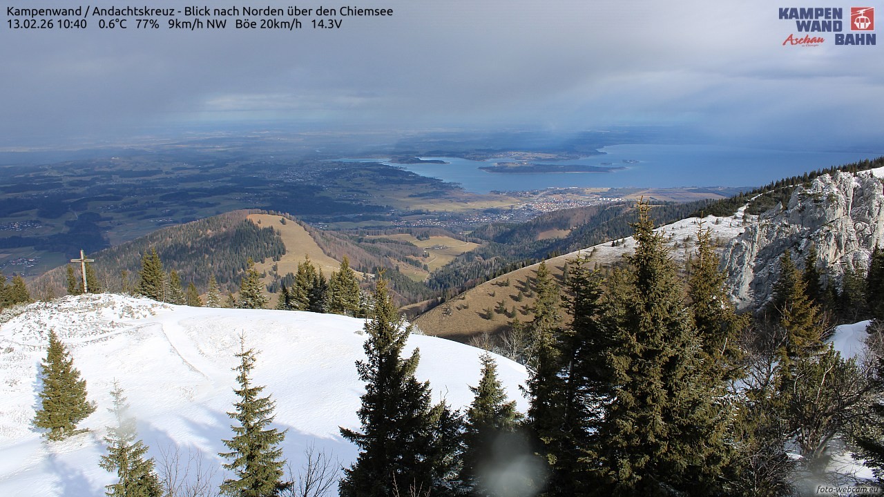 Archiv Foto Webcam Kampenwand - Blick nach Norden über den Chiemsee