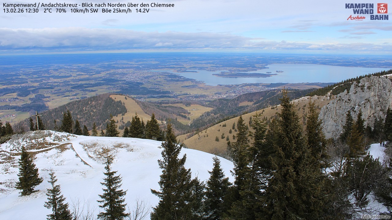 Archiv Foto Webcam Kampenwand - Blick nach Norden über den Chiemsee