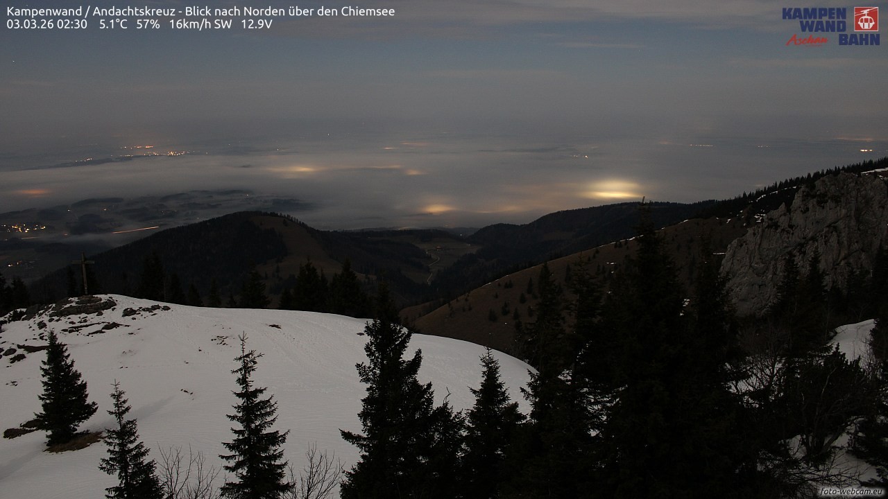 Archiv Foto Webcam Kampenwand - Blick nach Norden über den Chiemsee