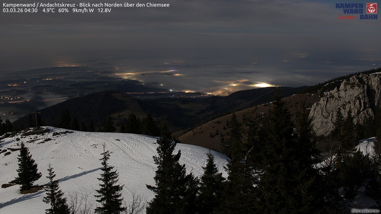 Archiv Foto Webcam Kampenwand - Blick nach Norden über den Chiemsee