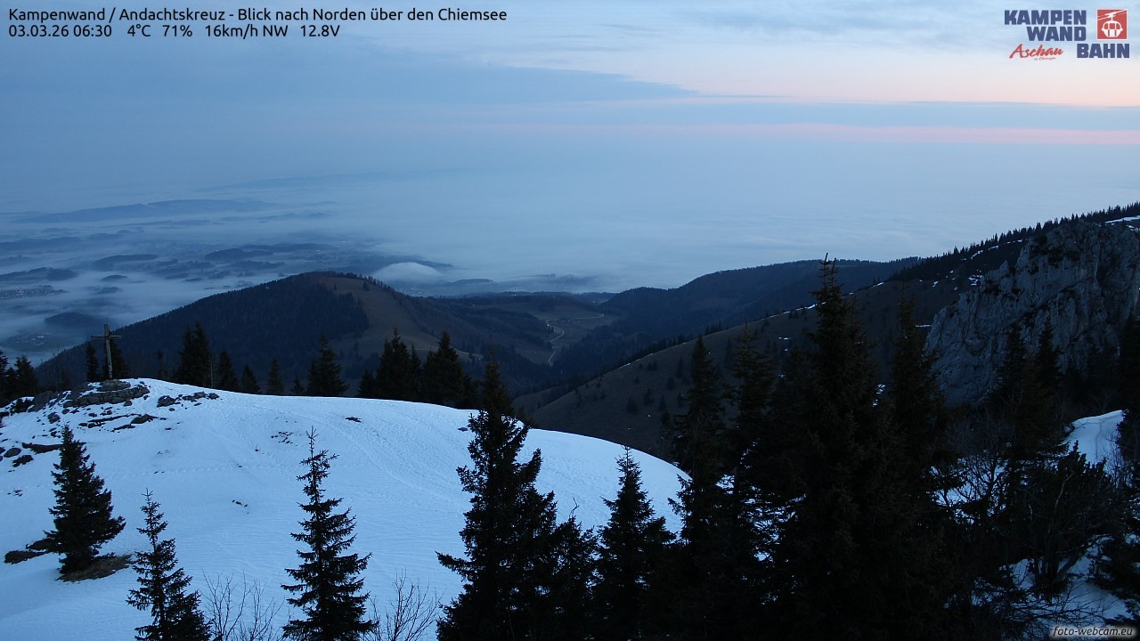 Archiv Foto Webcam Kampenwand - Blick nach Norden über den Chiemsee