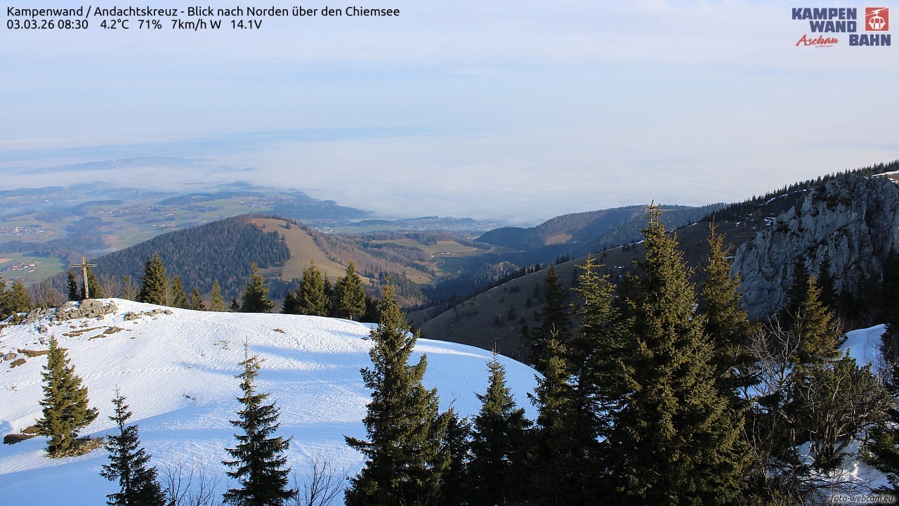 Archiv Foto Webcam Kampenwand - Blick nach Norden über den Chiemsee