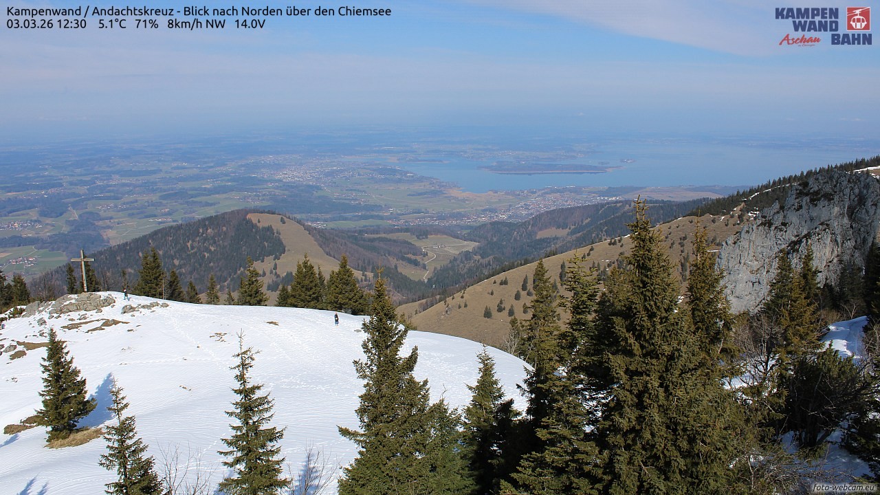 Archiv Foto Webcam Kampenwand - Blick nach Norden über den Chiemsee
