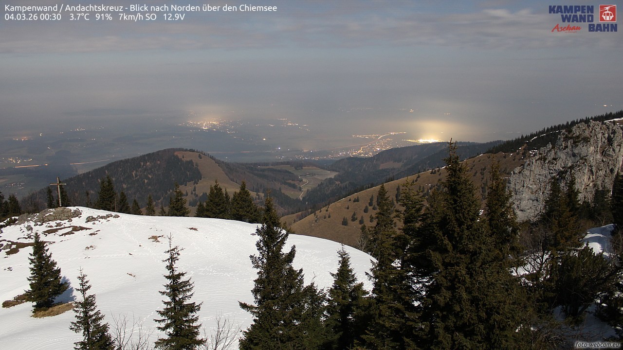 Archiv Foto Webcam Kampenwand - Blick nach Norden über den Chiemsee