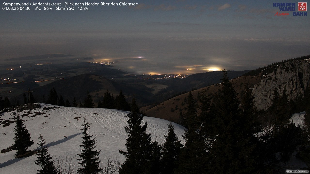 Archiv Foto Webcam Kampenwand - Blick nach Norden über den Chiemsee