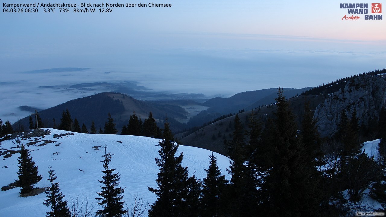 Archiv Foto Webcam Kampenwand - Blick nach Norden über den Chiemsee