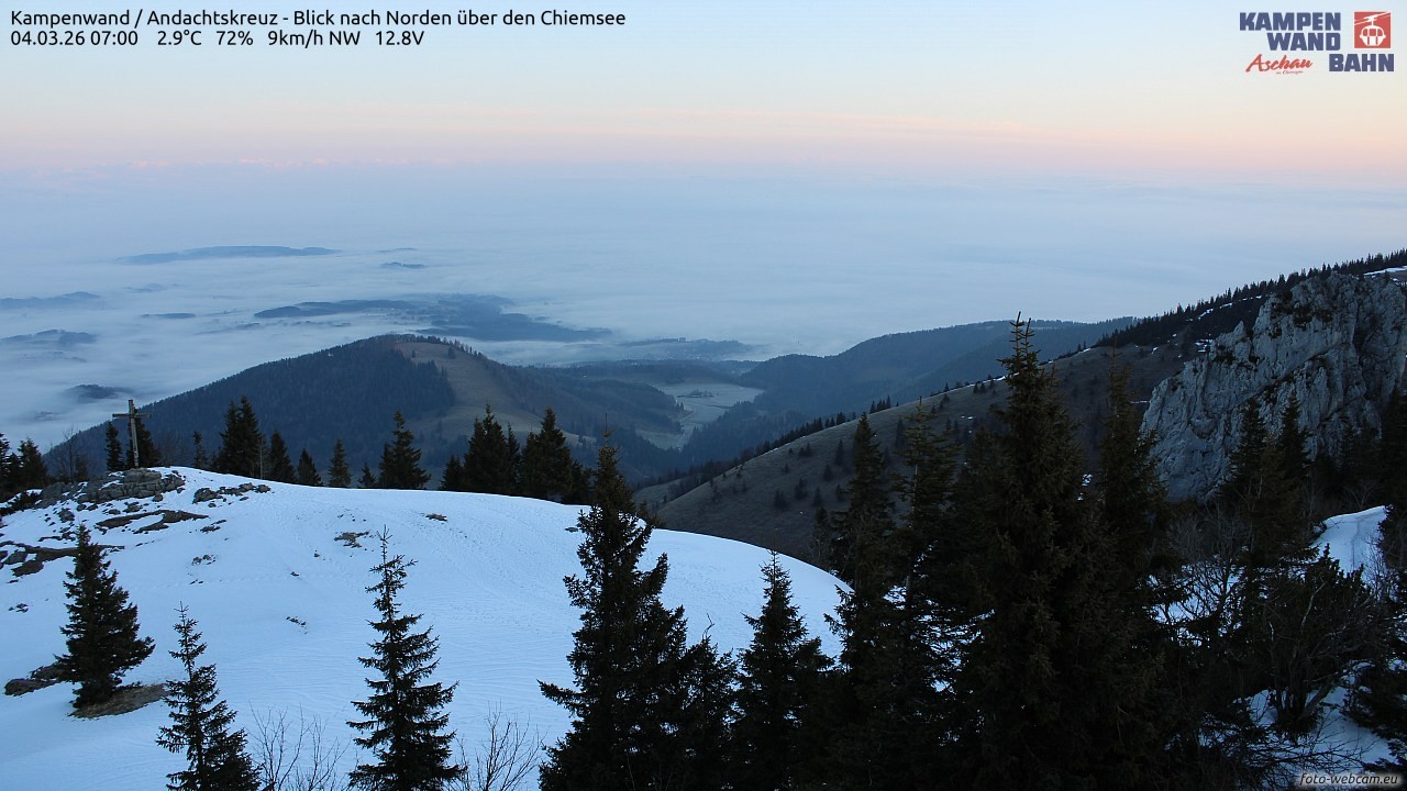 Archiv Foto Webcam Kampenwand - Blick nach Norden über den Chiemsee