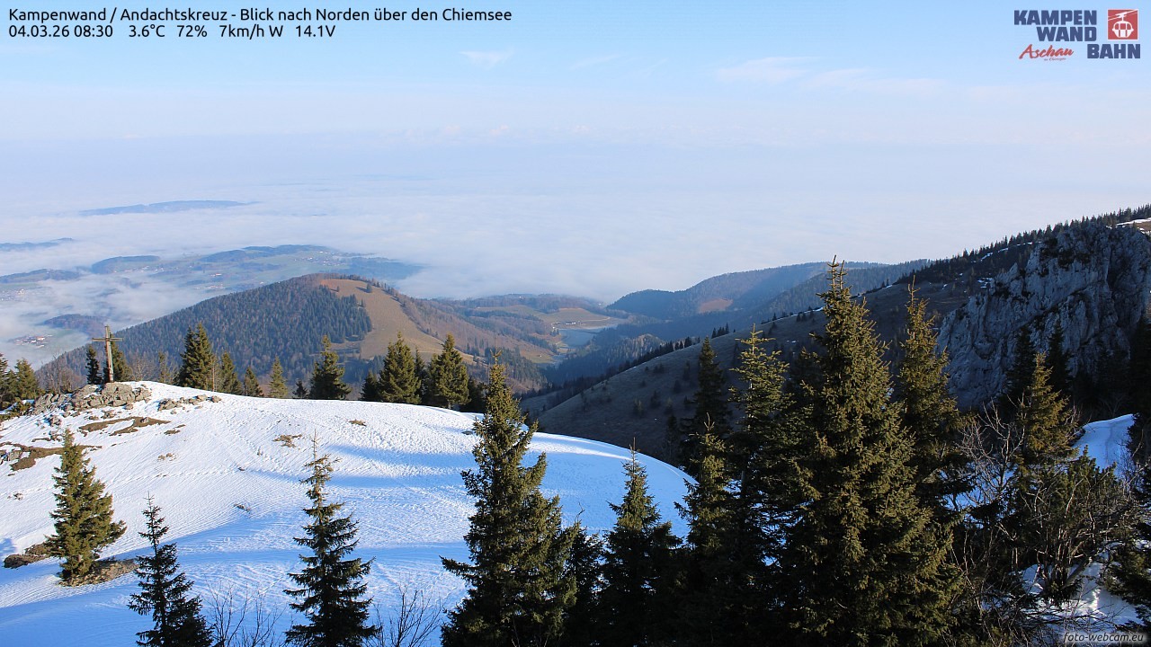 Archiv Foto Webcam Kampenwand - Blick nach Norden über den Chiemsee