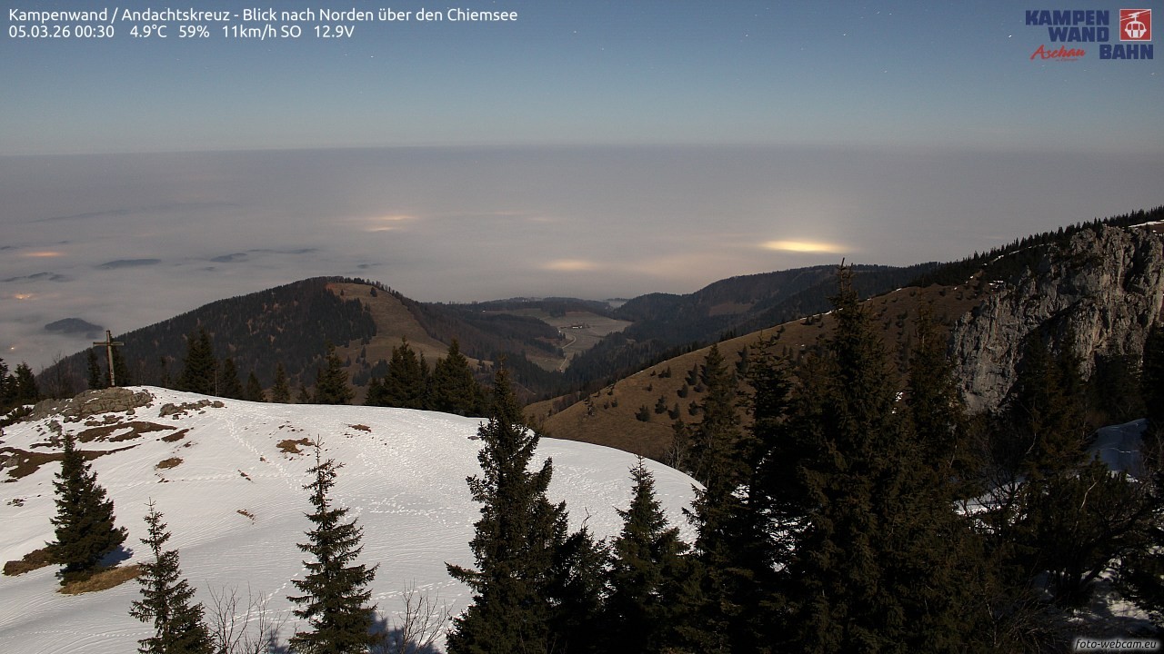 Archiv Foto Webcam Kampenwand - Blick nach Norden über den Chiemsee