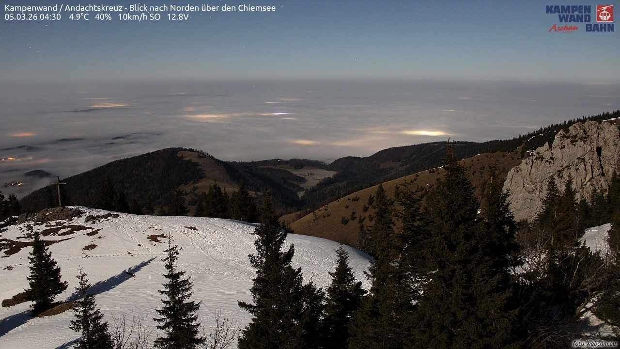 Archiv Foto Webcam Kampenwand - Blick nach Norden über den Chiemsee