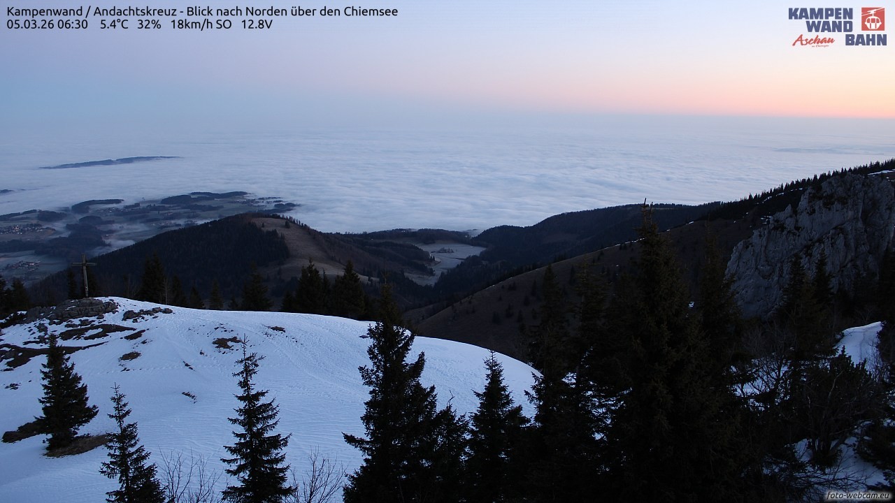 Archiv Foto Webcam Kampenwand - Blick nach Norden über den Chiemsee