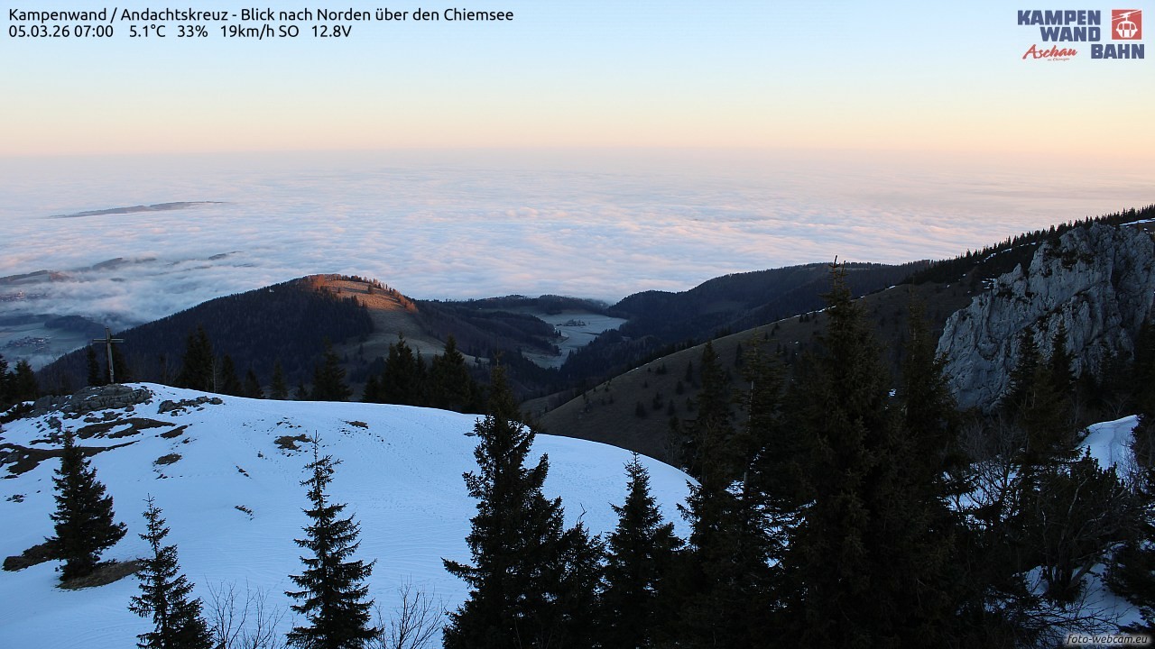 Archiv Foto Webcam Kampenwand - Blick nach Norden über den Chiemsee