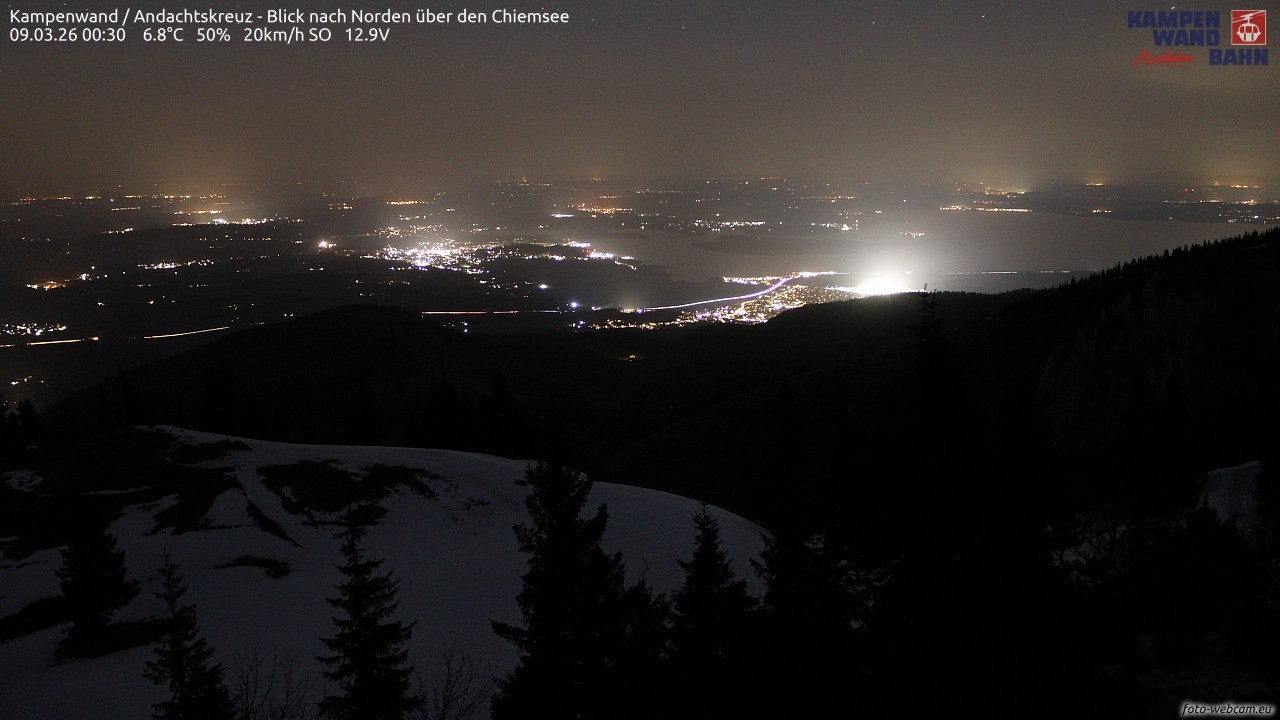 Archiv Foto Webcam Kampenwand - Blick nach Norden über den Chiemsee