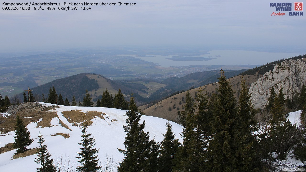Archiv Foto Webcam Kampenwand - Blick nach Norden über den Chiemsee