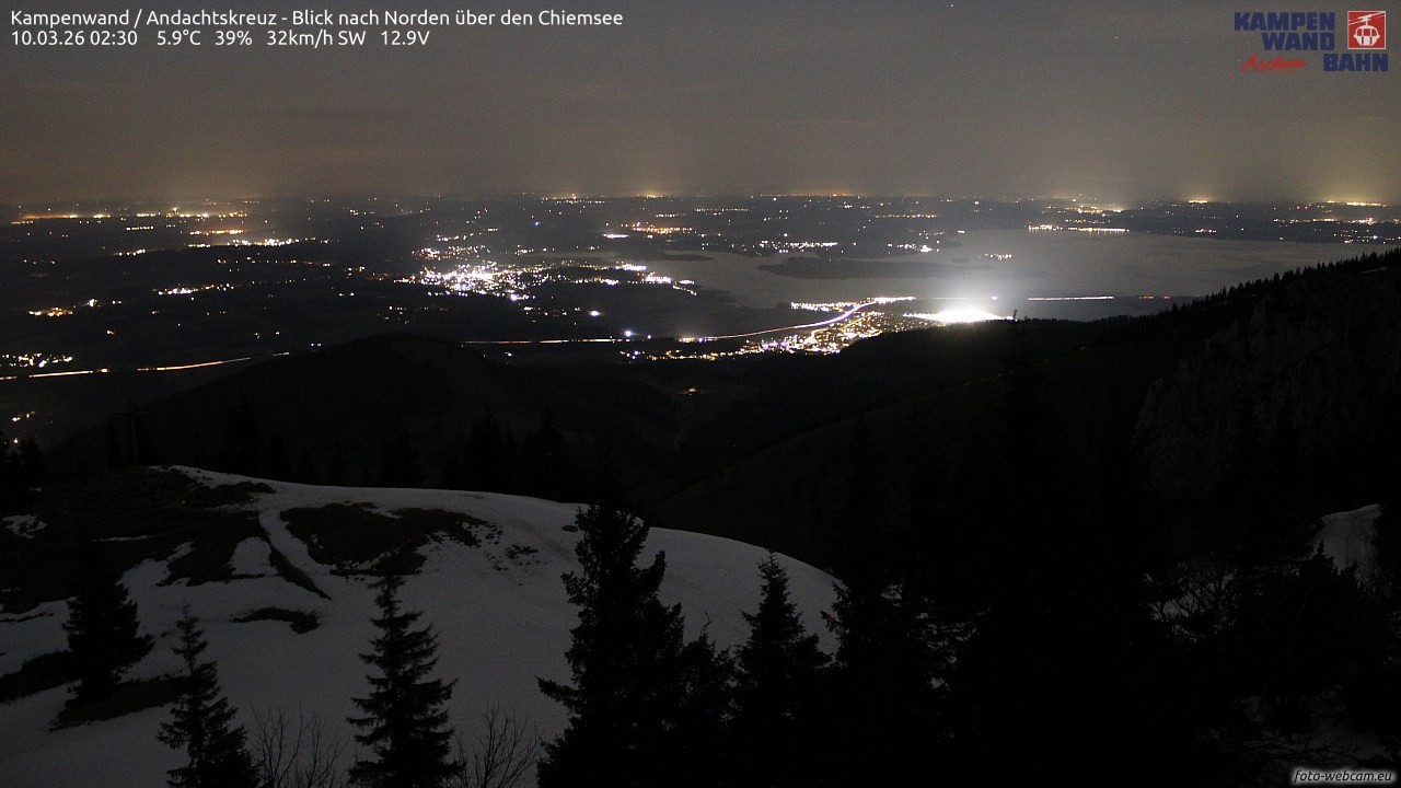 Archiv Foto Webcam Kampenwand - Blick nach Norden über den Chiemsee