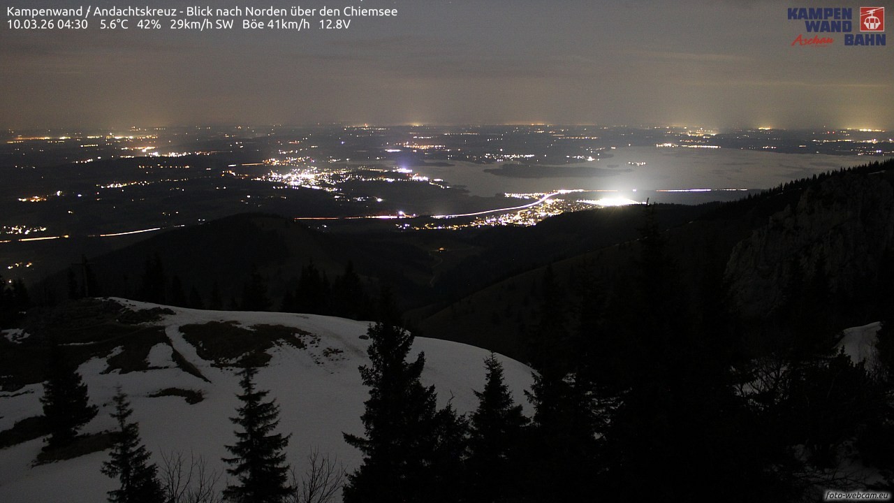 Archiv Foto Webcam Kampenwand - Blick nach Norden über den Chiemsee
