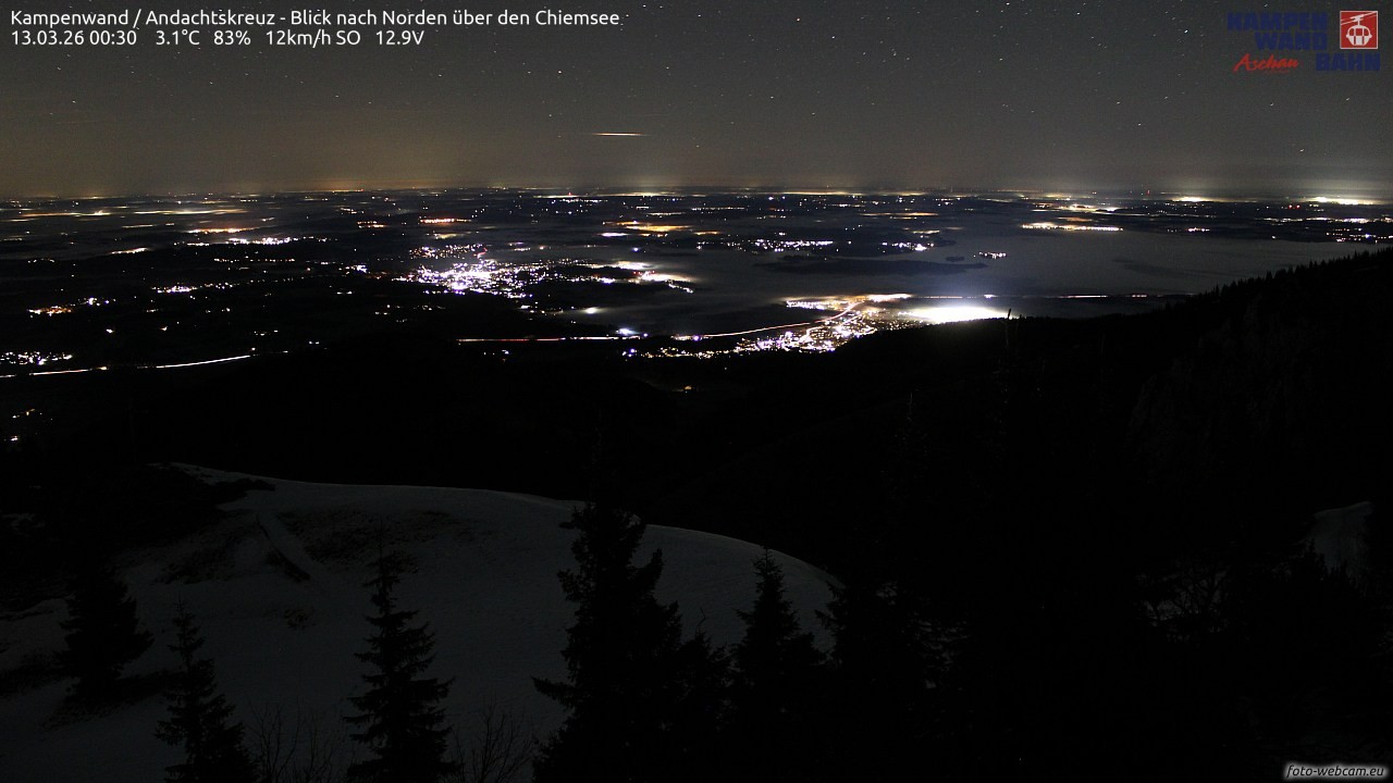 Archiv Foto Webcam Kampenwand - Blick nach Norden über den Chiemsee