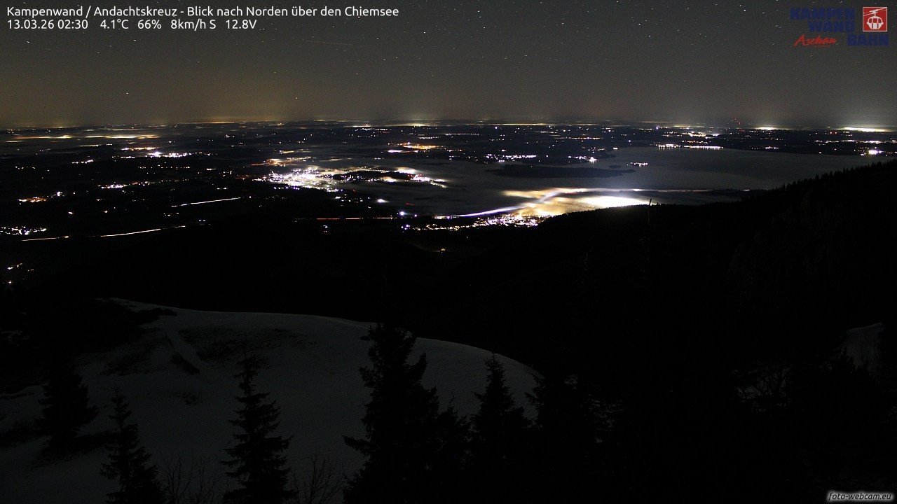 Archiv Foto Webcam Kampenwand - Blick nach Norden über den Chiemsee