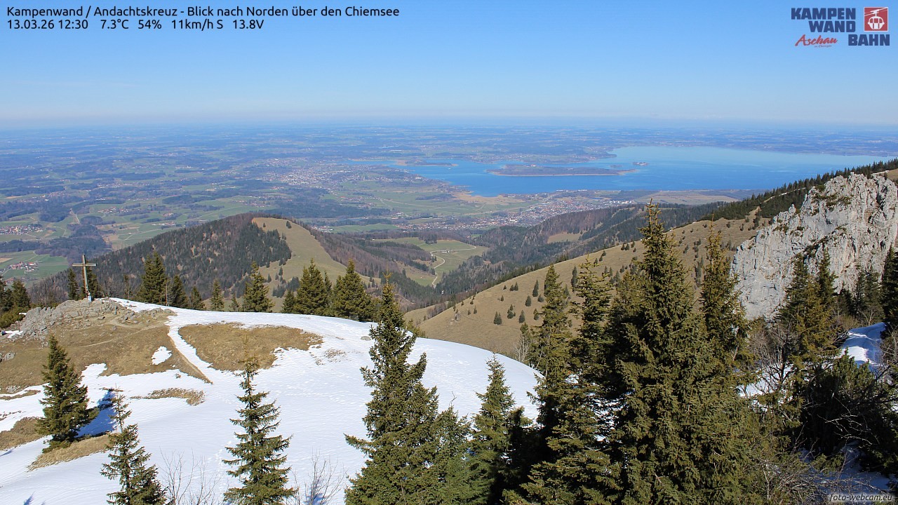 Archiv Foto Webcam Kampenwand - Blick nach Norden über den Chiemsee