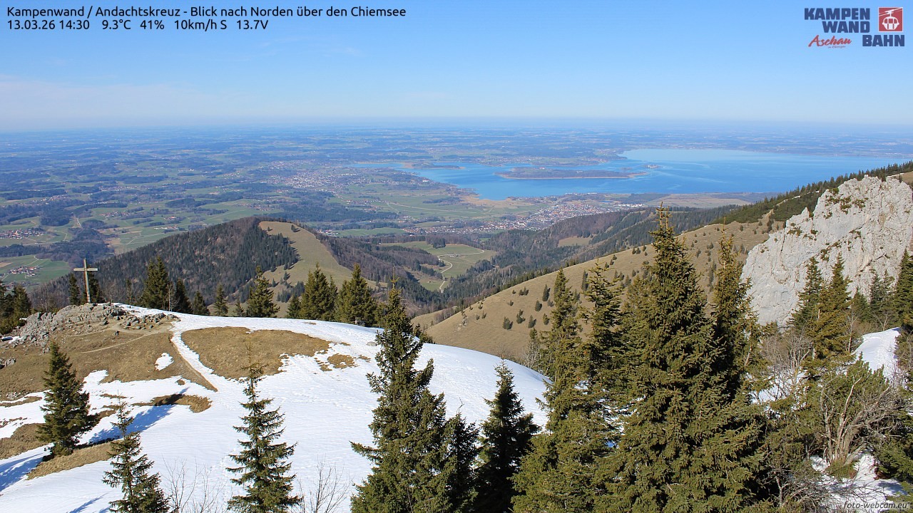 Archiv Foto Webcam Kampenwand - Blick nach Norden über den Chiemsee