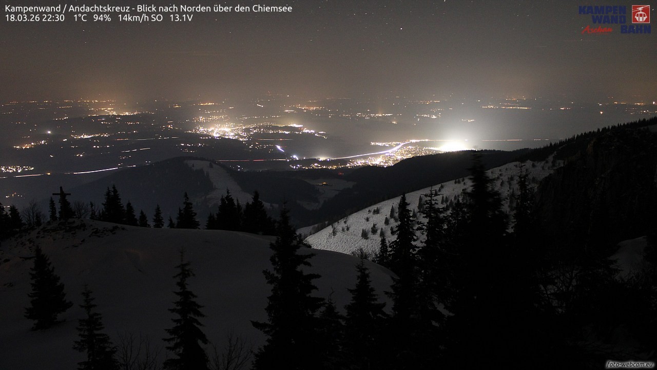 Archiv Foto Webcam Kampenwand - Blick nach Norden über den Chiemsee
