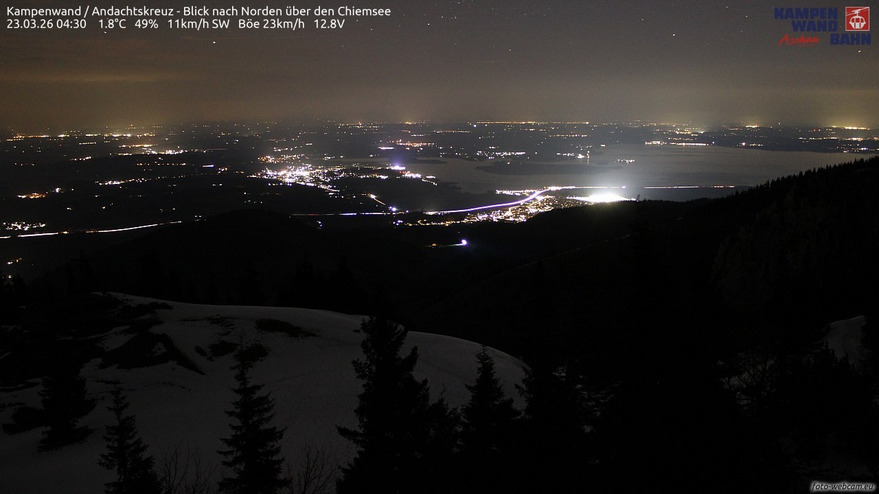 Archiv Foto Webcam Kampenwand - Blick nach Norden über den Chiemsee
