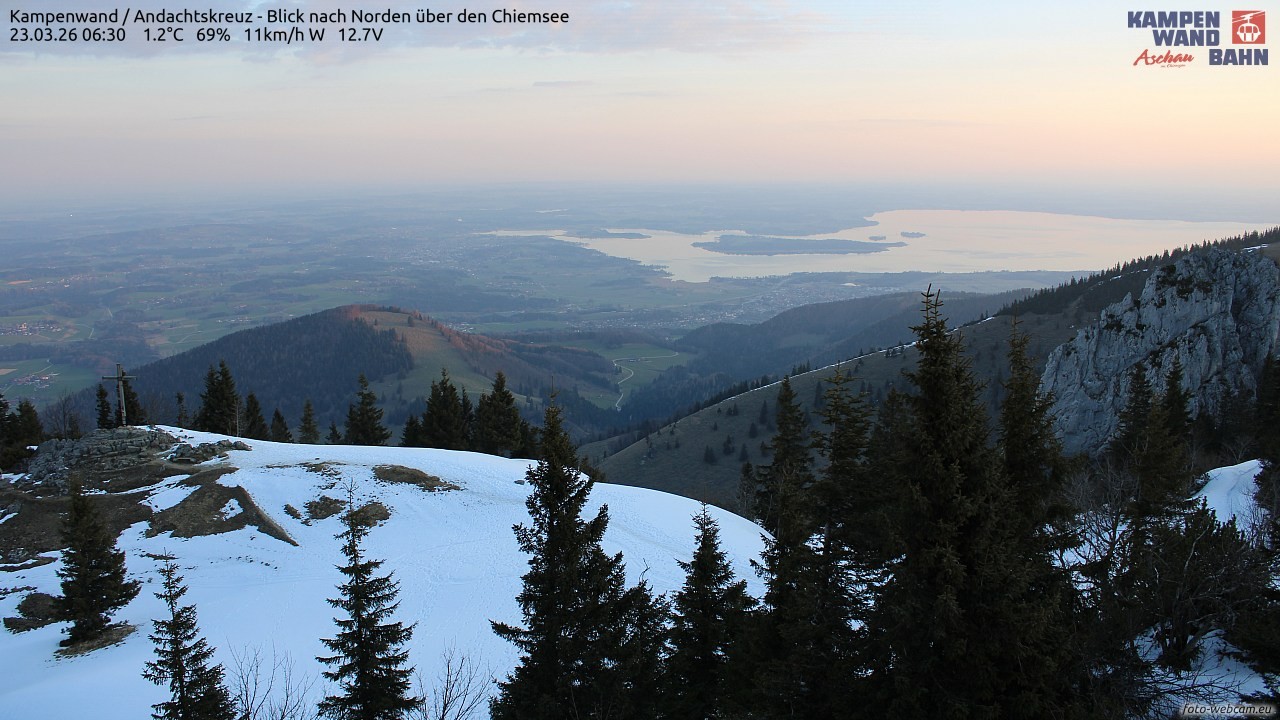 Archiv Foto Webcam Kampenwand - Blick nach Norden über den Chiemsee