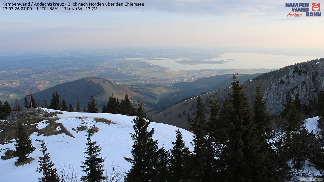 Archiv Foto Webcam Kampenwand - Blick nach Norden über den Chiemsee