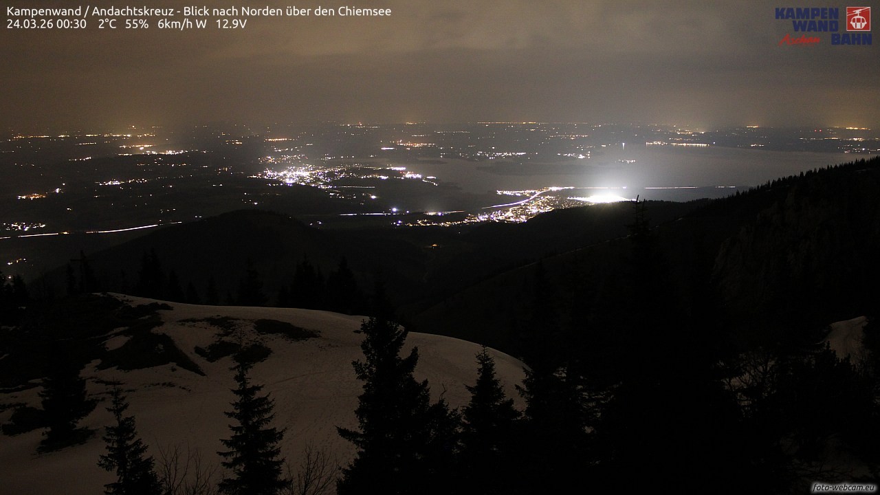 Archiv Foto Webcam Kampenwand - Blick nach Norden über den Chiemsee
