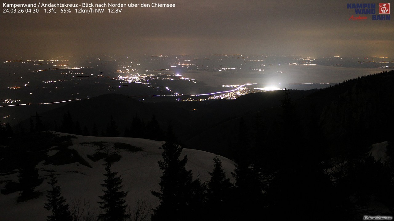 Archiv Foto Webcam Kampenwand - Blick nach Norden über den Chiemsee