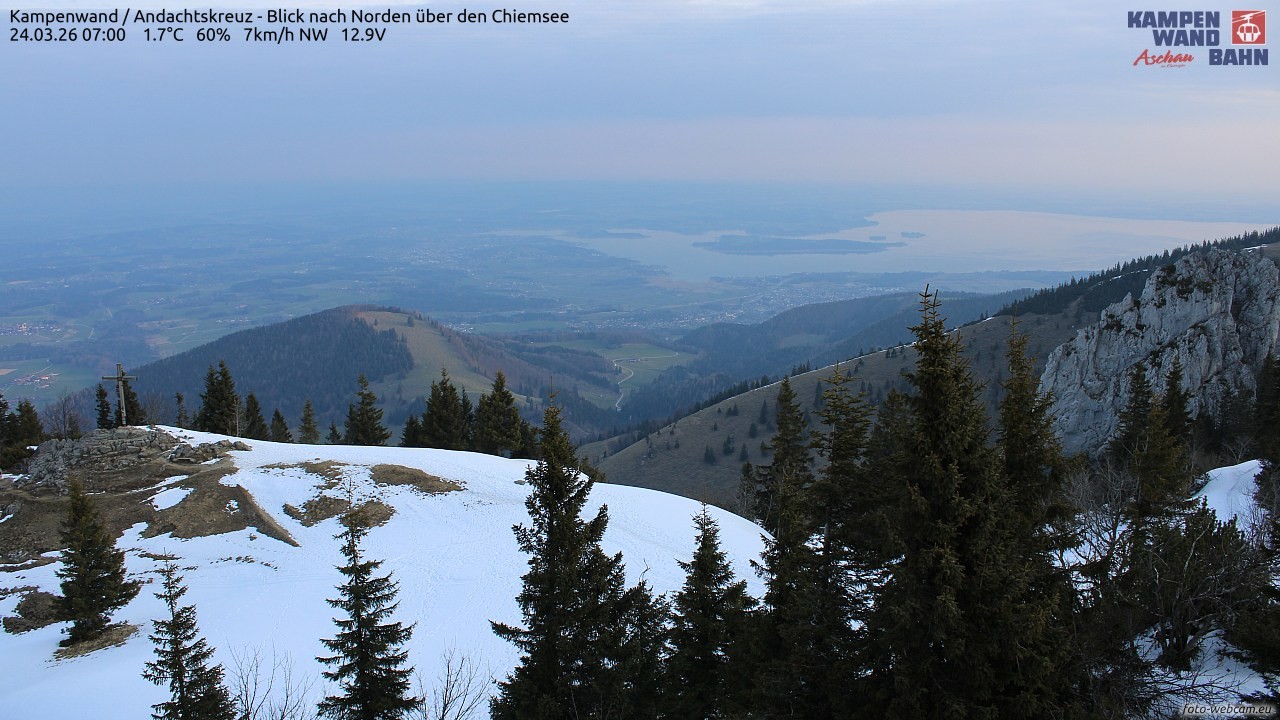 Archiv Foto Webcam Kampenwand - Blick nach Norden über den Chiemsee